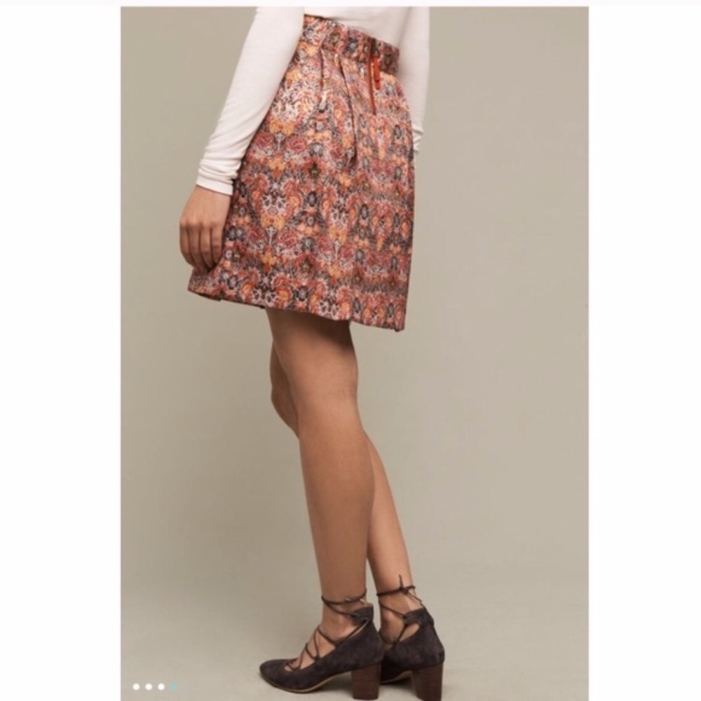 Anthropologie Maeve Rosie Skirt Metallic Floral